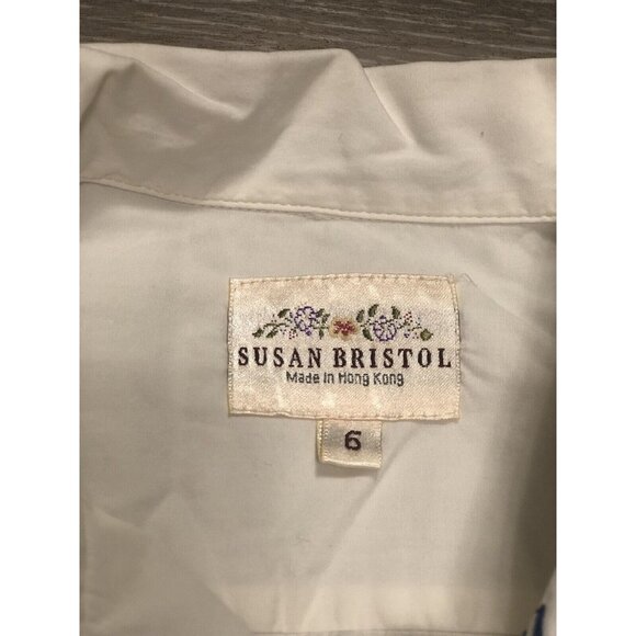 Vintage Susan Bristol Womens Size 6 Embroidered Bear Nature Top‎ Peasant Shirt S - Picture 4 of 7